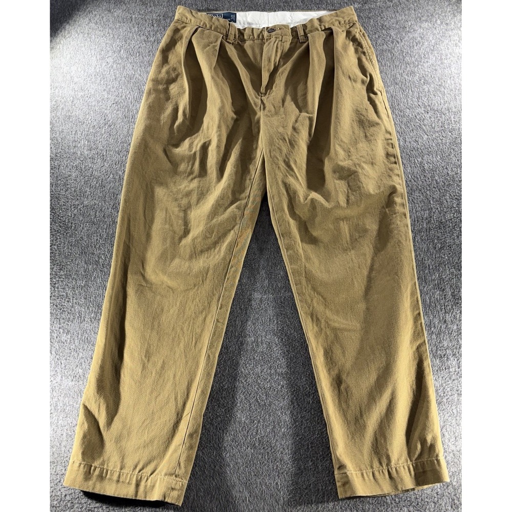 VTG Polo Ralph Lauren Ethan Pant Men 32x30 (Fit 32x28.5) Brown Pleated Chino